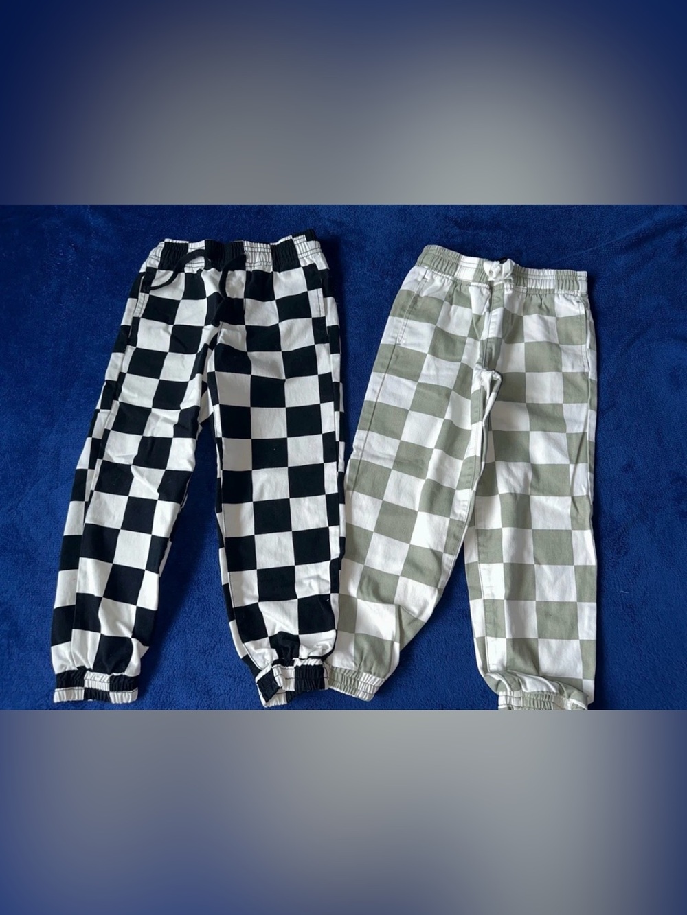 Forever 21 Girls Black White Green Checkerboard Jogger Pants Lot of 2 Size 5/6